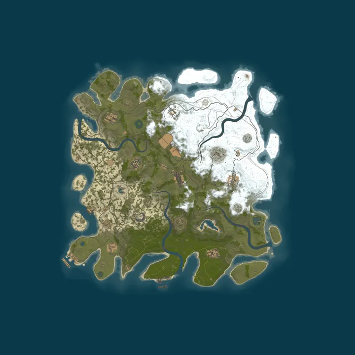 Map of NEVERLAND X50 PVE, custom weapons, raidable bases, abandoned ba