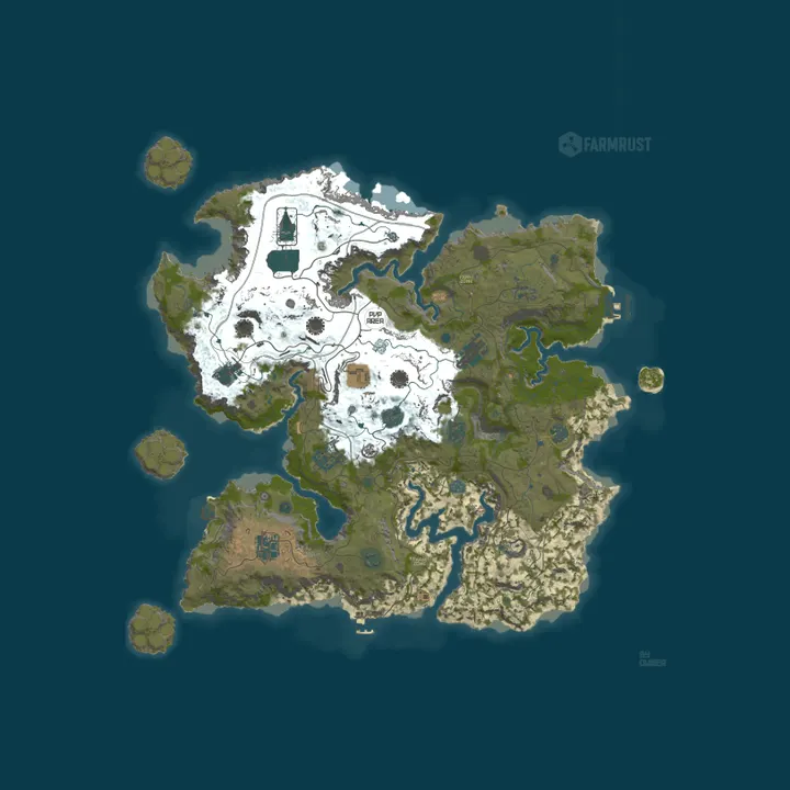 Map of FARMRUST RPG PvE | Skills • Quests • Economy • Raid Bases